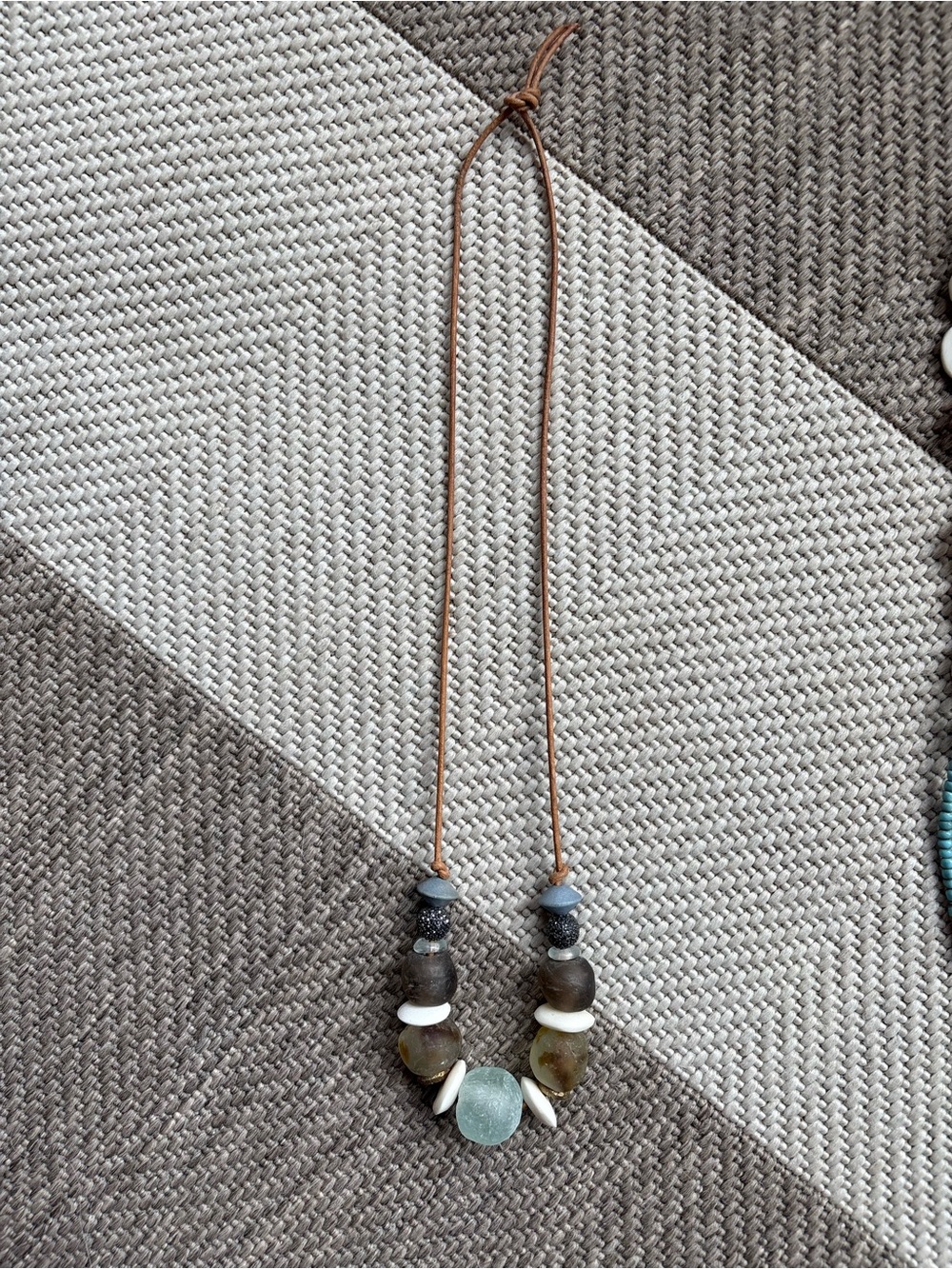 Twine & Twig Boho Brown and Aqua Bead Pendant Necklace